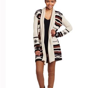 5/48 Open Knit Cardigan Aztec Pattern Sweater XS